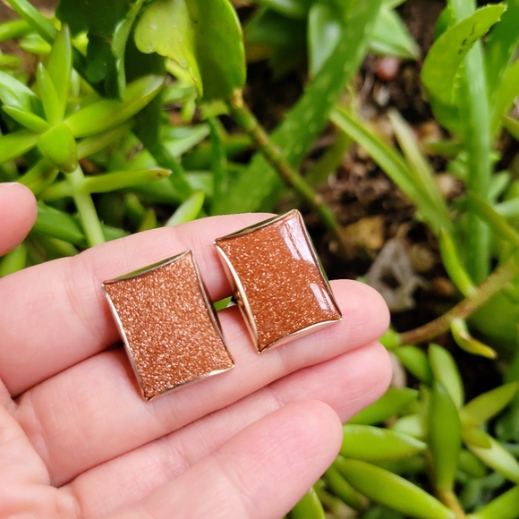 Vintage Sunstone Cuff Links - Picture 10 of 16
